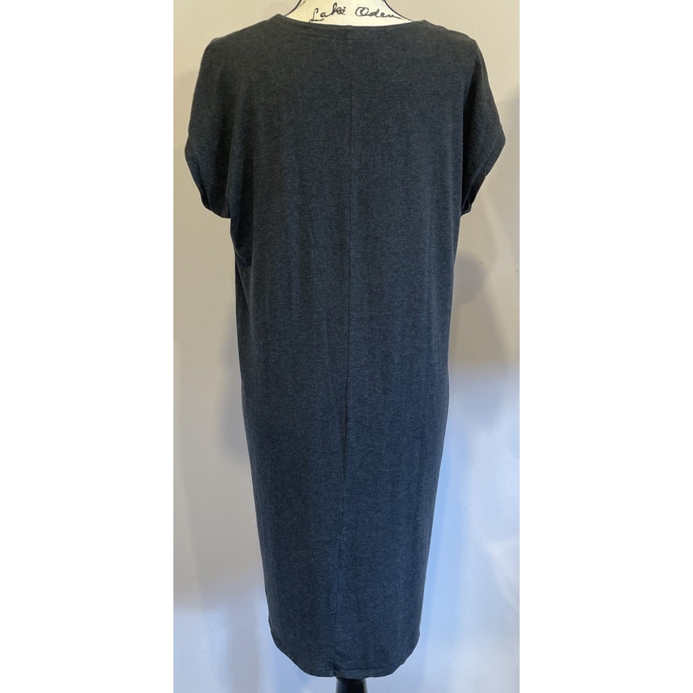 Eileen Fisher 2PC Charcoal Gray Cotton Dress Cardigan Set M Minimalist Lagenlook - Picture 12 of 16